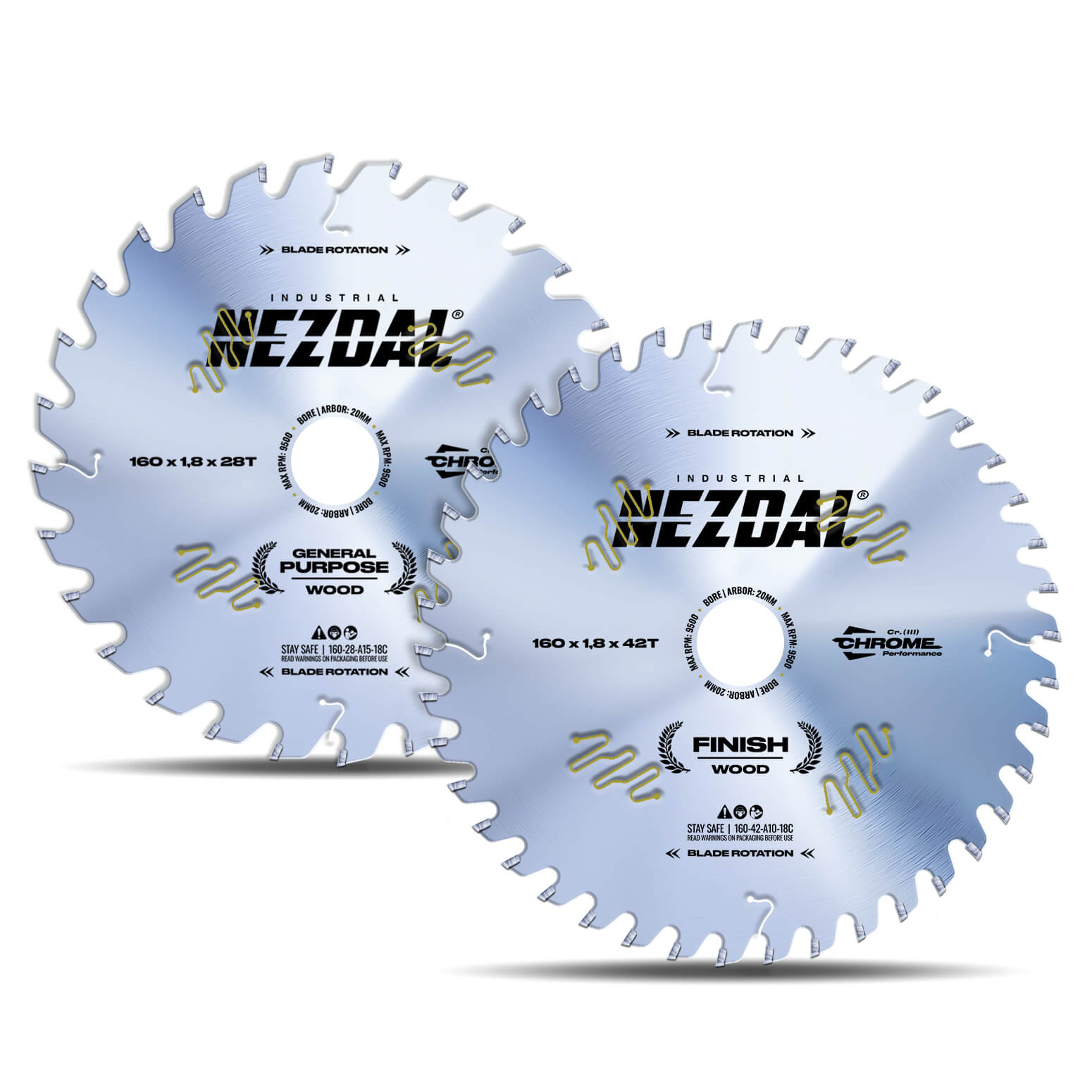 160mm Duo | 28, 42T | Generel brug, Fin snitkvalitet | Industriel kvalitet | 1,8mm snitbredde