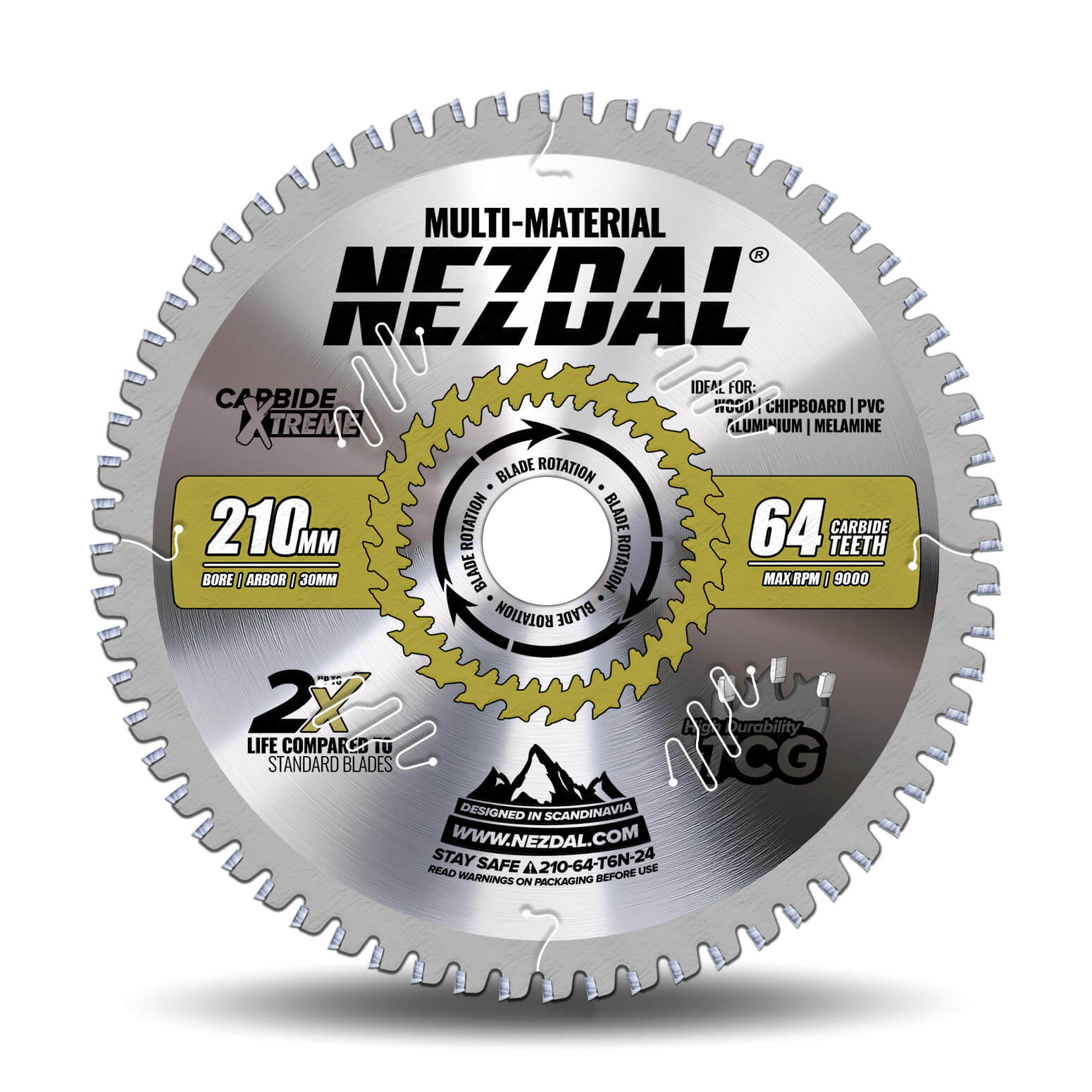 210mm | 64T | Multi-Material | Fin snitkvalitet | 2,4mm snitbredde