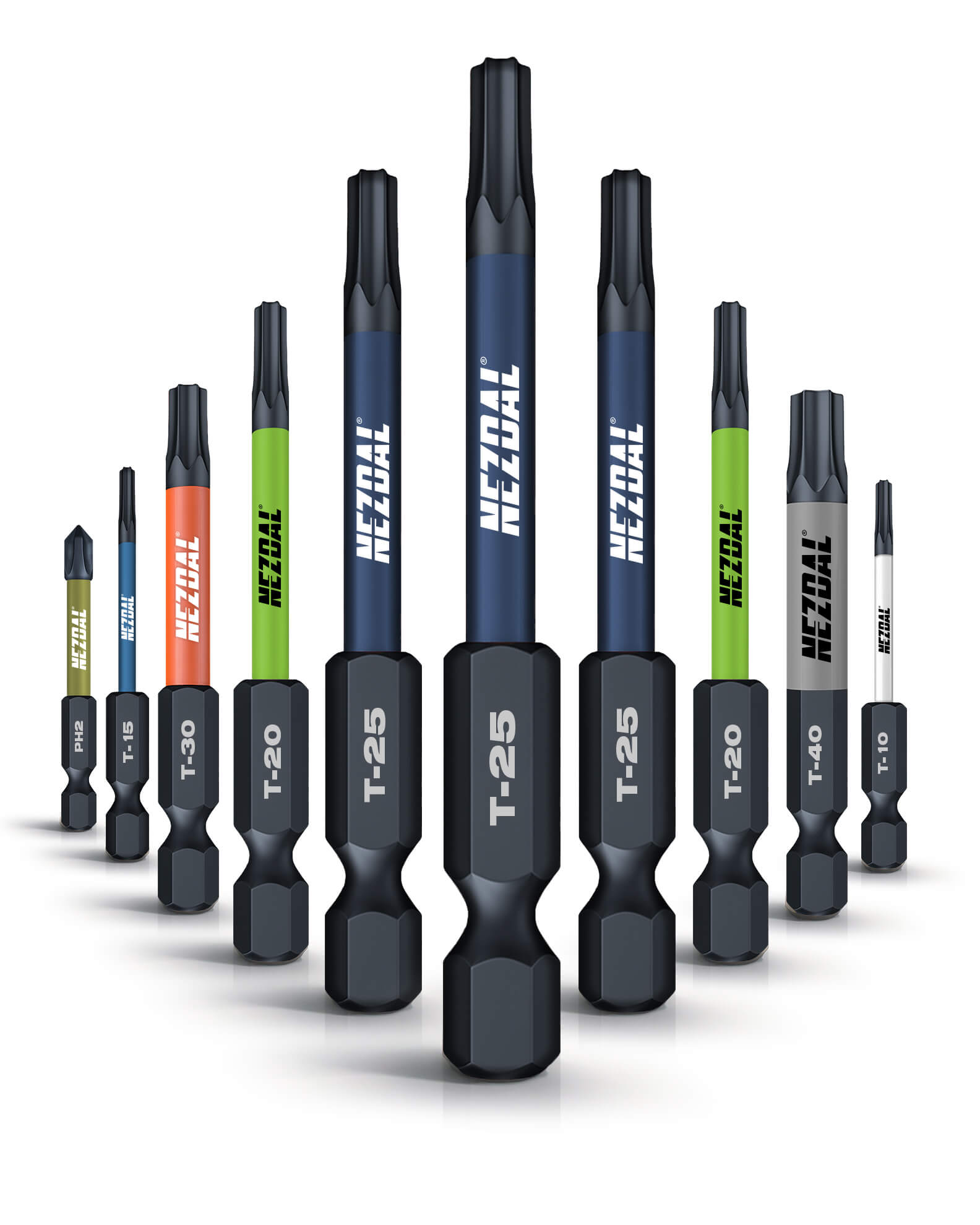 Tømrerens Favoritter MegaPack | 25 sæt | 60mm længde | Farvekodet | Perfekt pasform | 10 stk bits