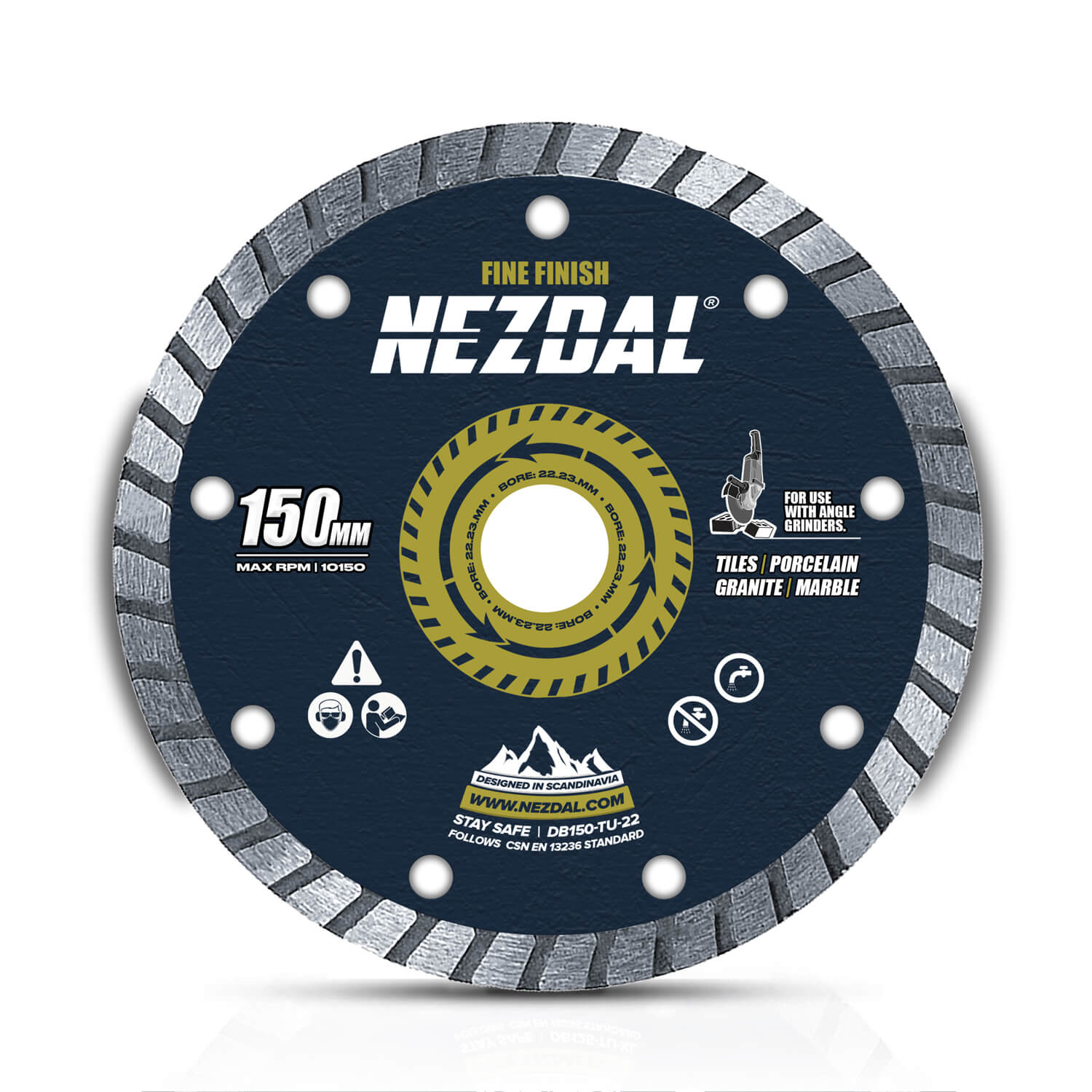 150mm | Fliser, Marmor, Granit | Fin Finish | Vinkelsliberskive