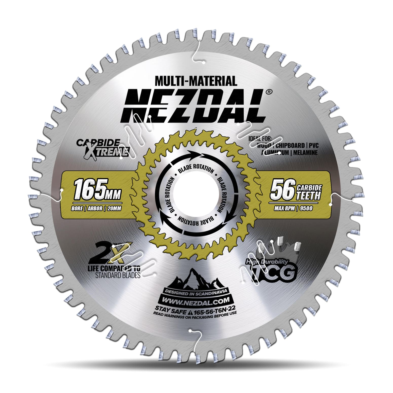 165mm | 56T | Multi-Material | Fin snitkvalitet | 2,2mm snitbredde