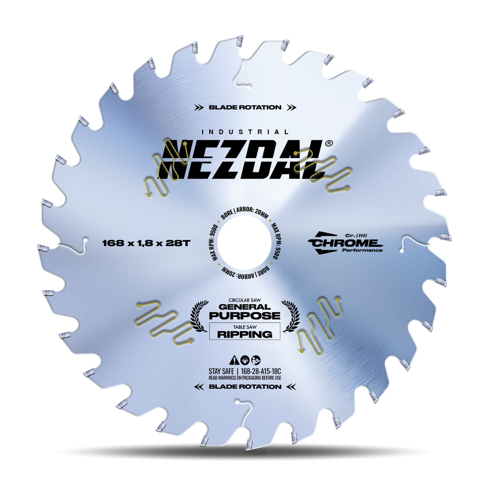 168mm | 28T | Generel brug | Træ | Industriel kvalitet