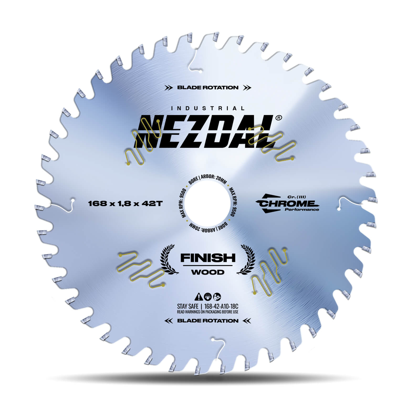 168mm | 42T | Fin snitkvalitet | Træ | Industriel kvalitet