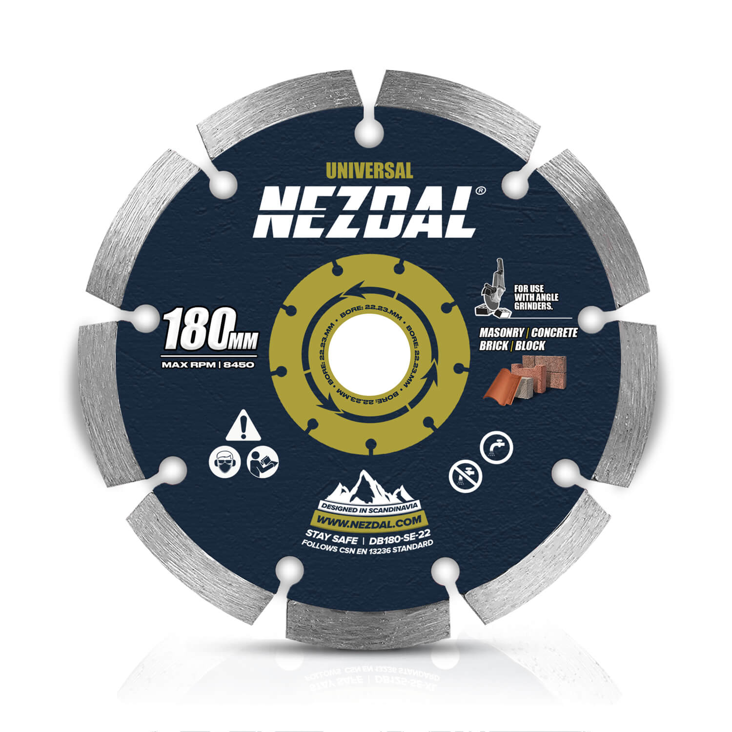 180mm | Beton, Tagsten, Belægningssten | Universal | Vinkelsliberskive