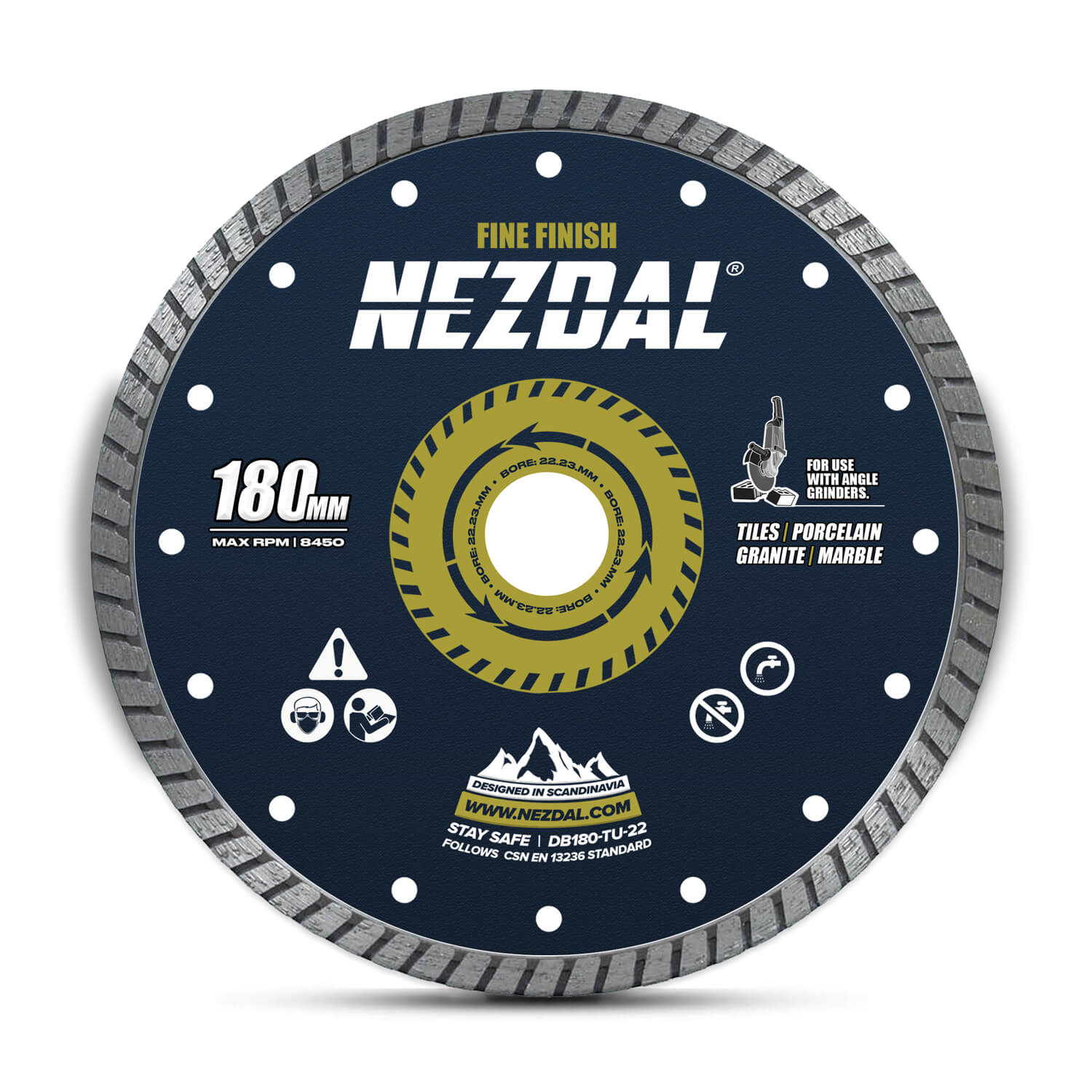 180mm | Fliser, Marmor, Granit | Fin Finish | Vinkelsliberskive