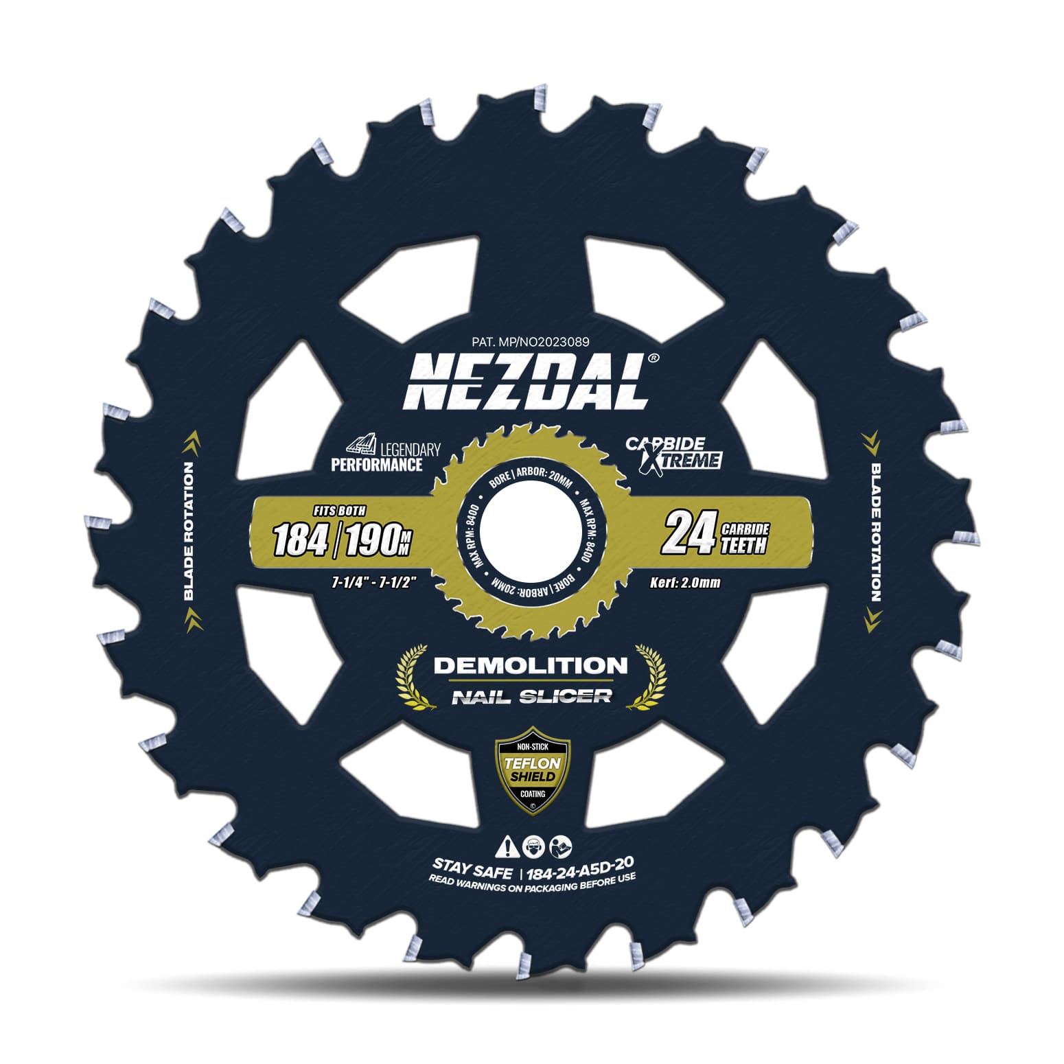 184/190mm | Træ & Søm | 15X levetid | Nail-Slicer® | 20/16/15,87mm centerhul