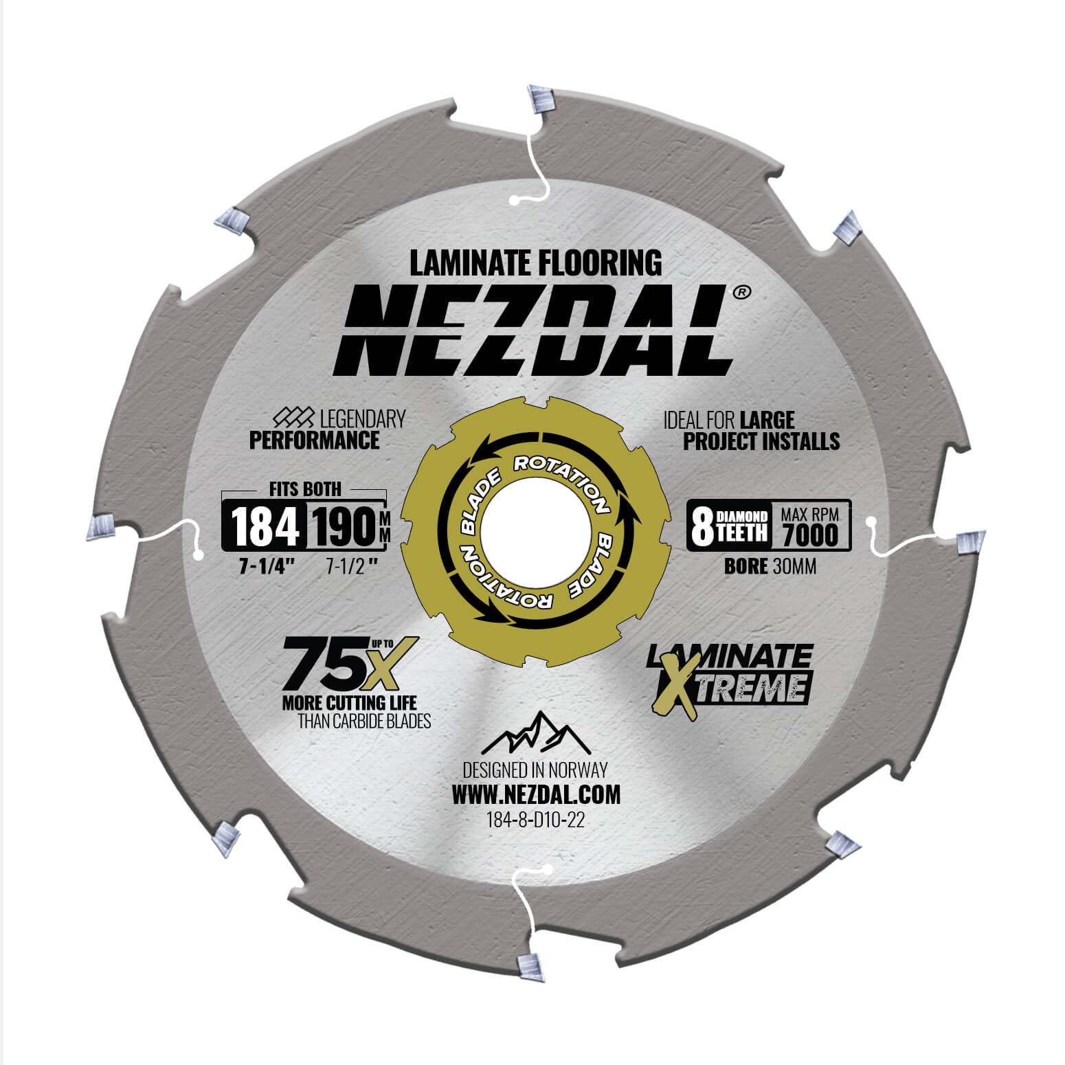 184/190mm | Laminatgulv, Fibercement | Diamanttænder | 75X levetid | 20/16/15,87mm centerhul