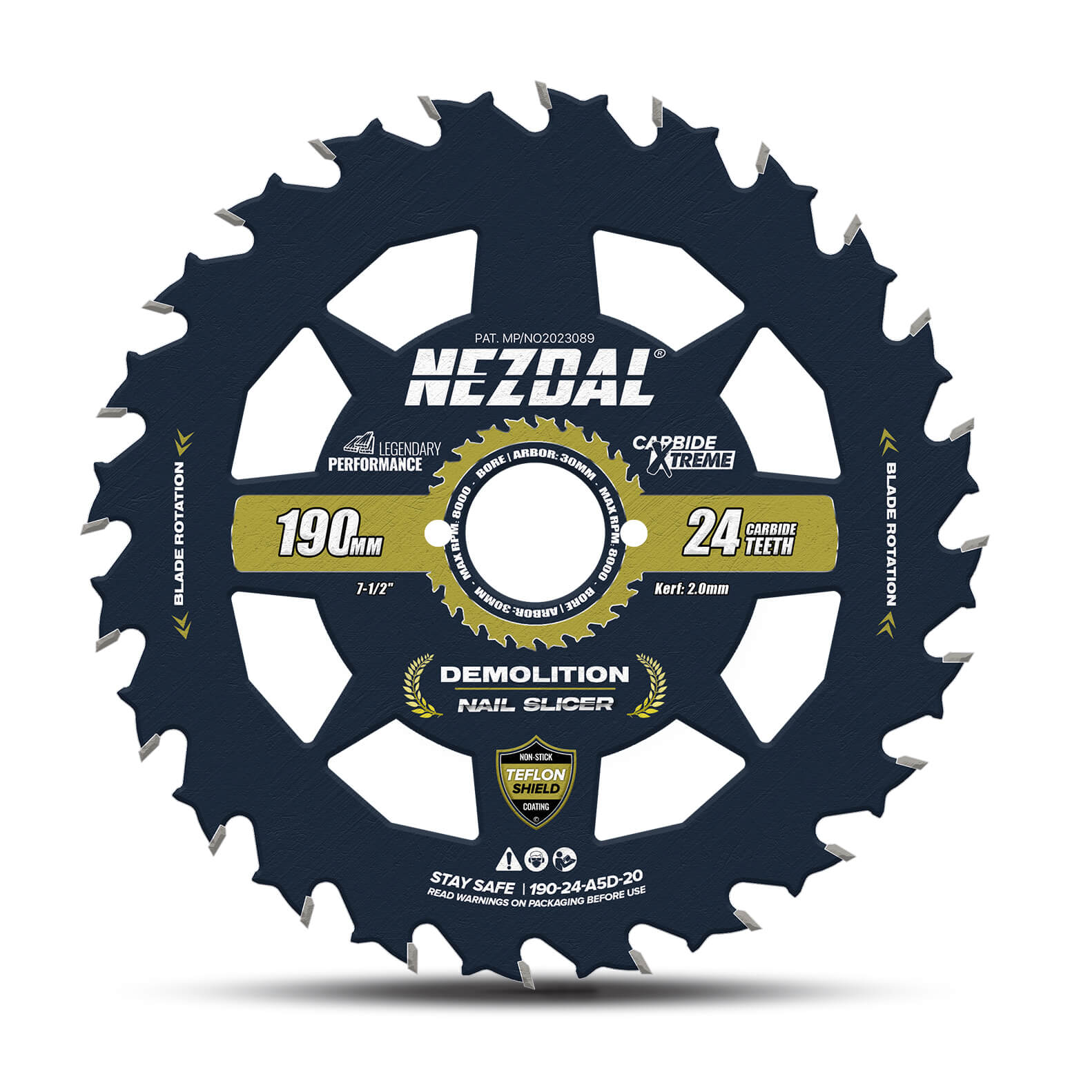 190mm | Træ & Søm | 15X levetid | Nail-Slicer® | 30mm centerhul