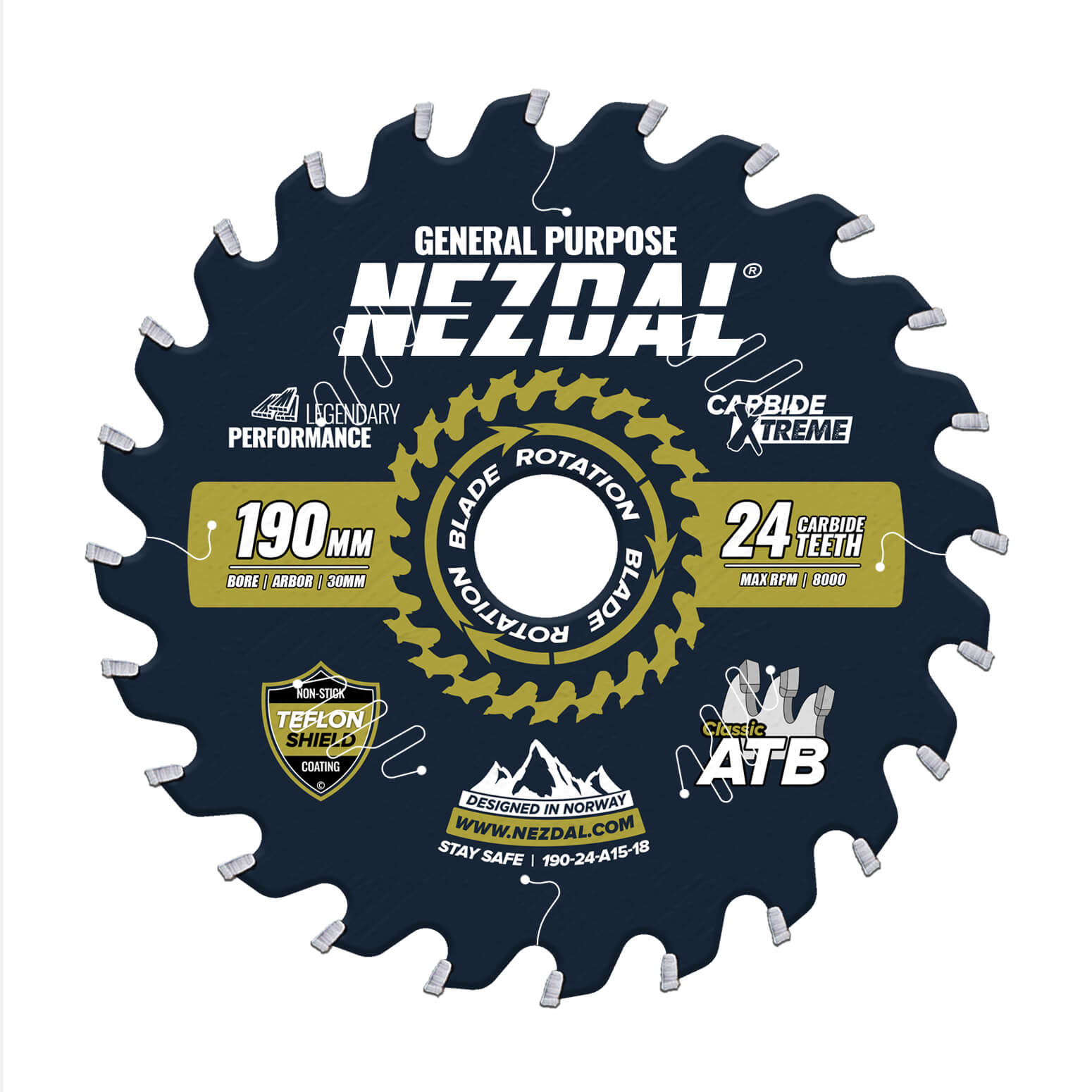 190mm | 24T | Generel brug | Træ | 30mm centerhul