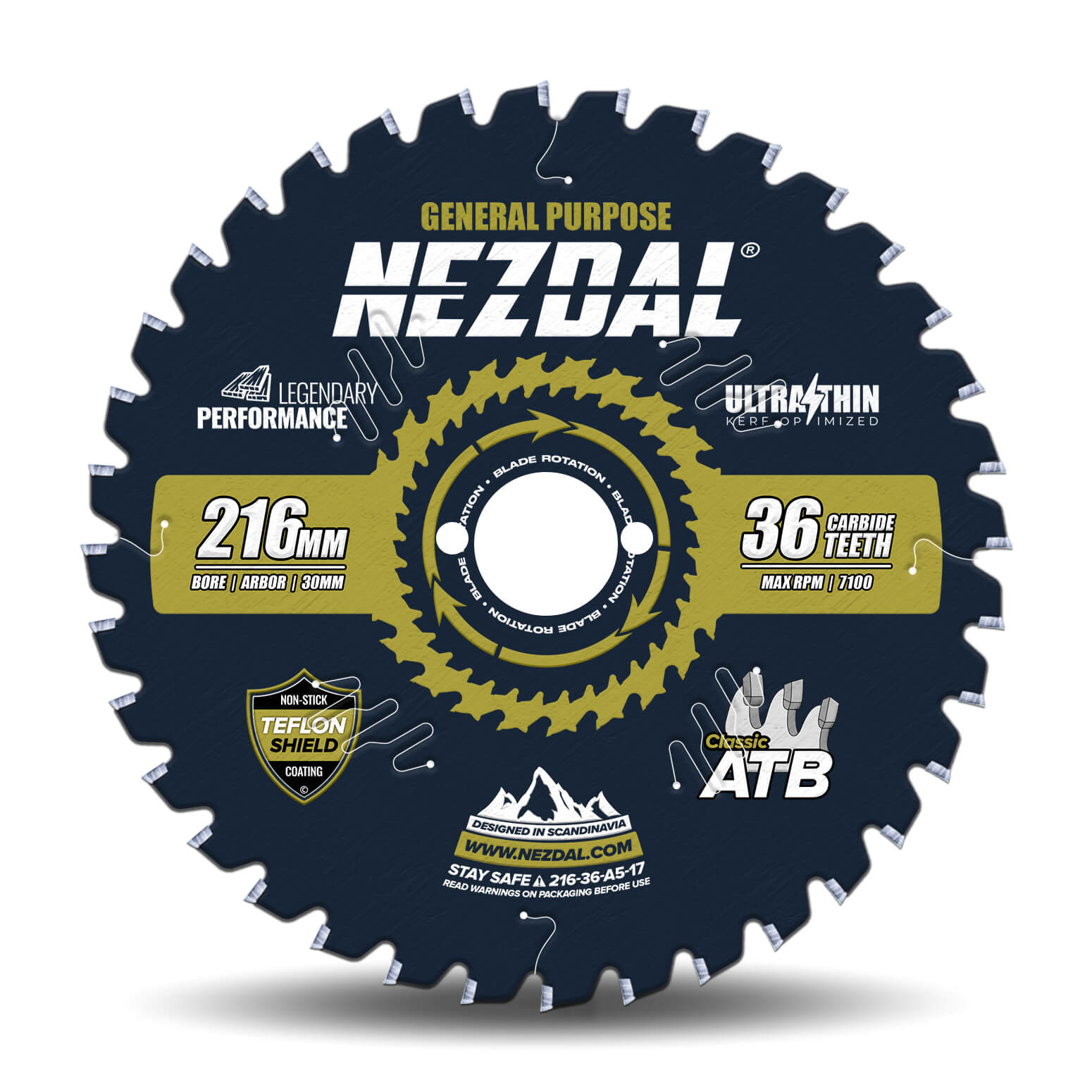 216mm | 36T | Generel brug | Træ | Ultratynd snitbredde | Ideel til batteridrevne save