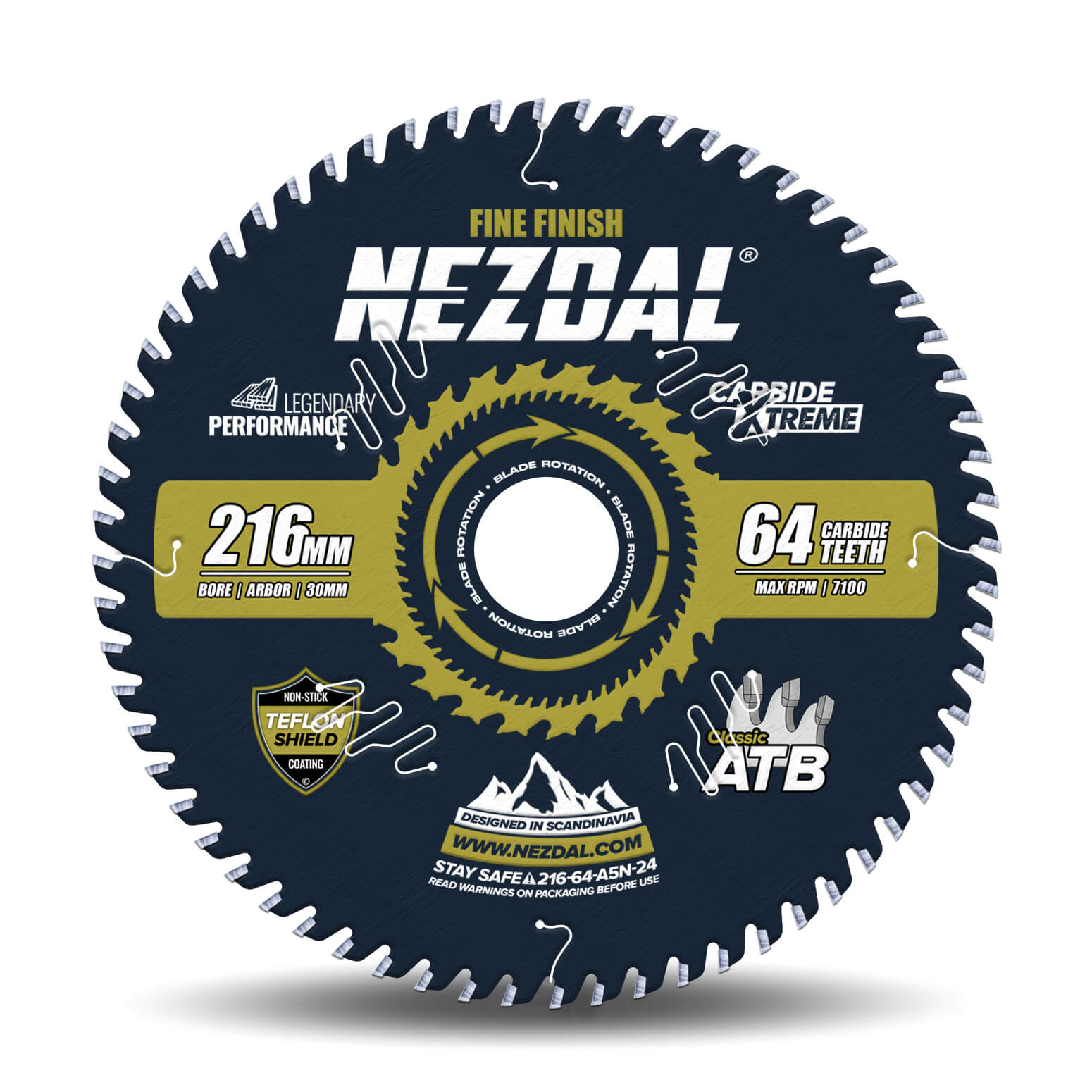 216mm | 64T | Superfin snitkvalitet | Træ | Kap/geringssav