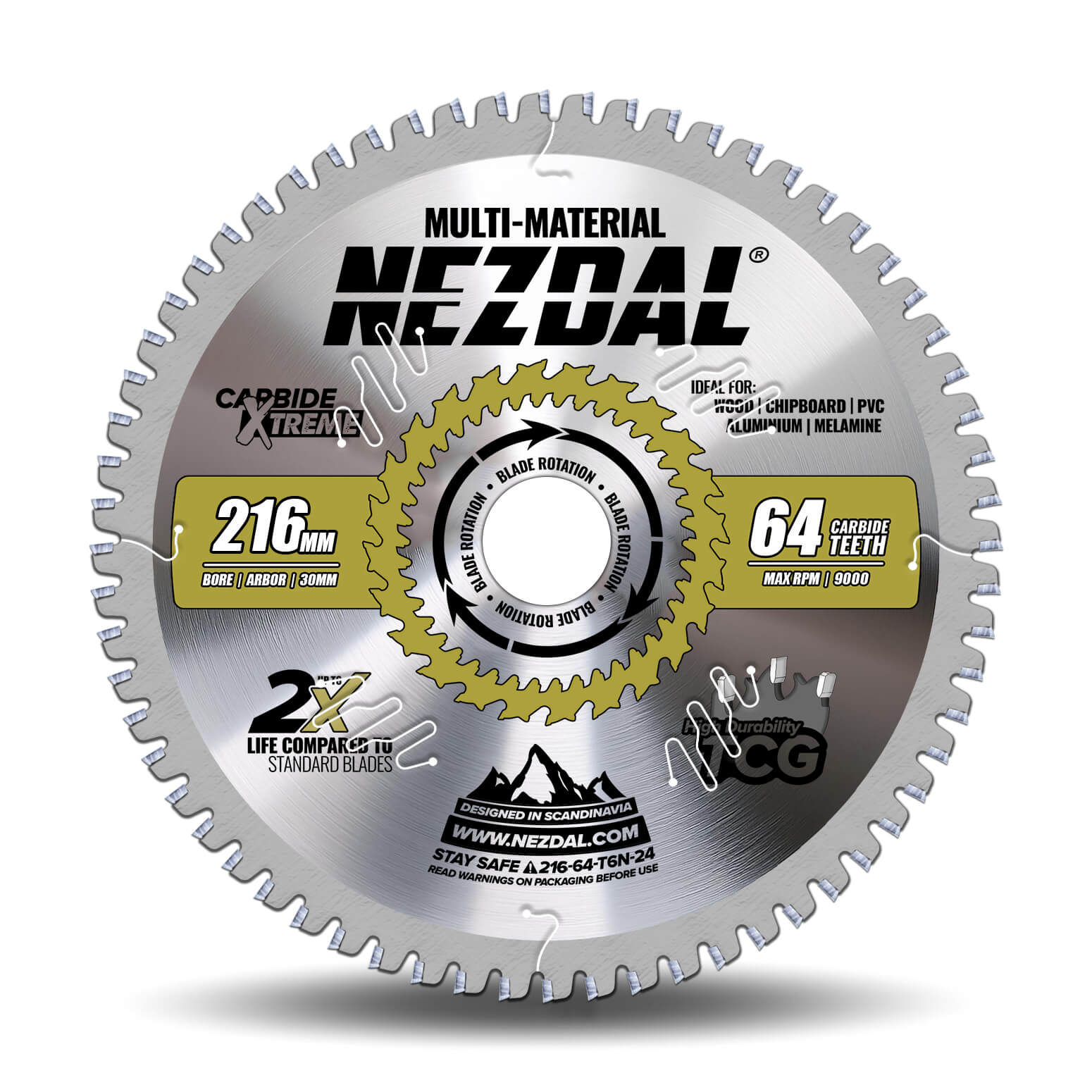 216mm | 64T | Multi-Material | Fin snitkvalitet | Kap/geringssav