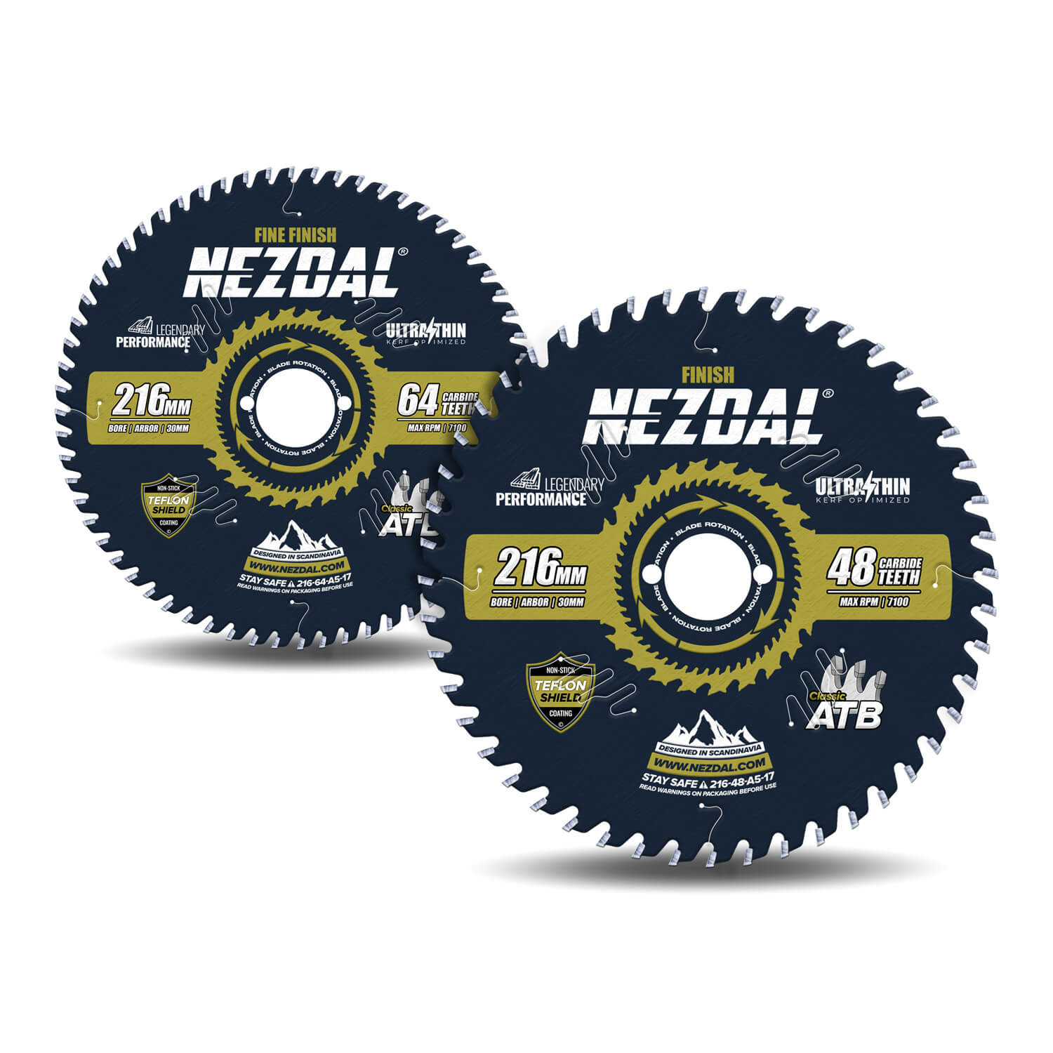 216mm Duo | 48, 64T | General Purpose, Fine Finish | Ultra Thin Kerf | Ideal for battery saws