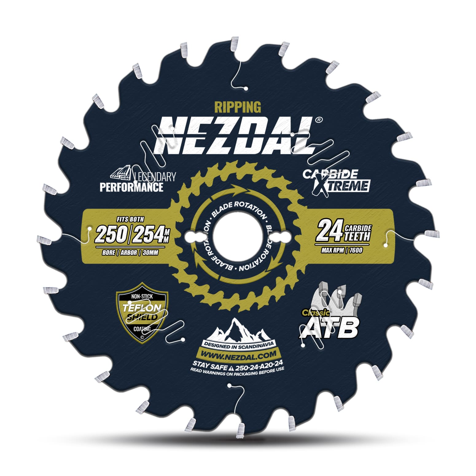 250/254mm | 24T | Kløvning | Træ | 2,4mm snitbredde | Bordsav