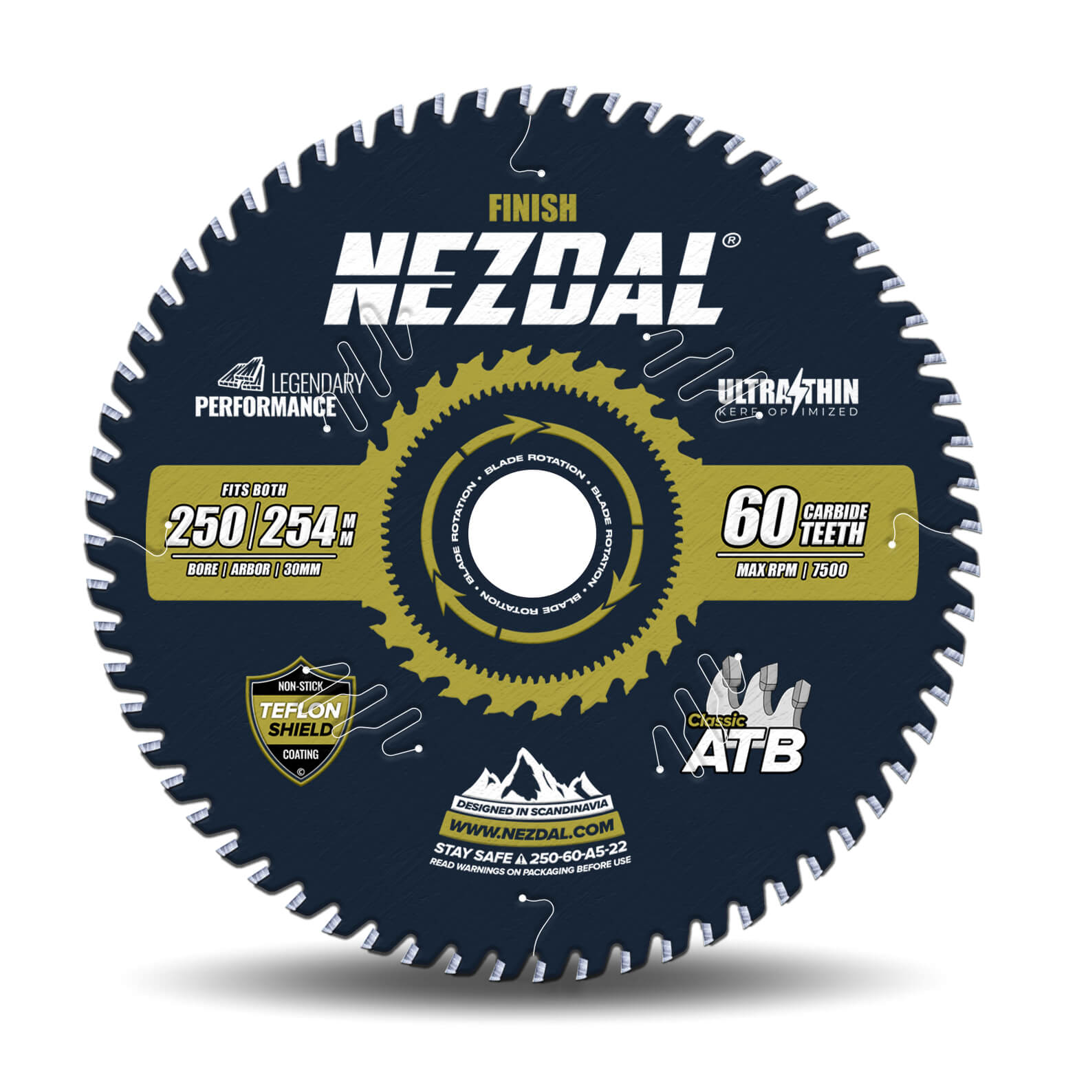 250/254mm | 60T | Fin snitkvalitet | Træ | Ultratynd snitbredde | Ideel til batteridrevne save