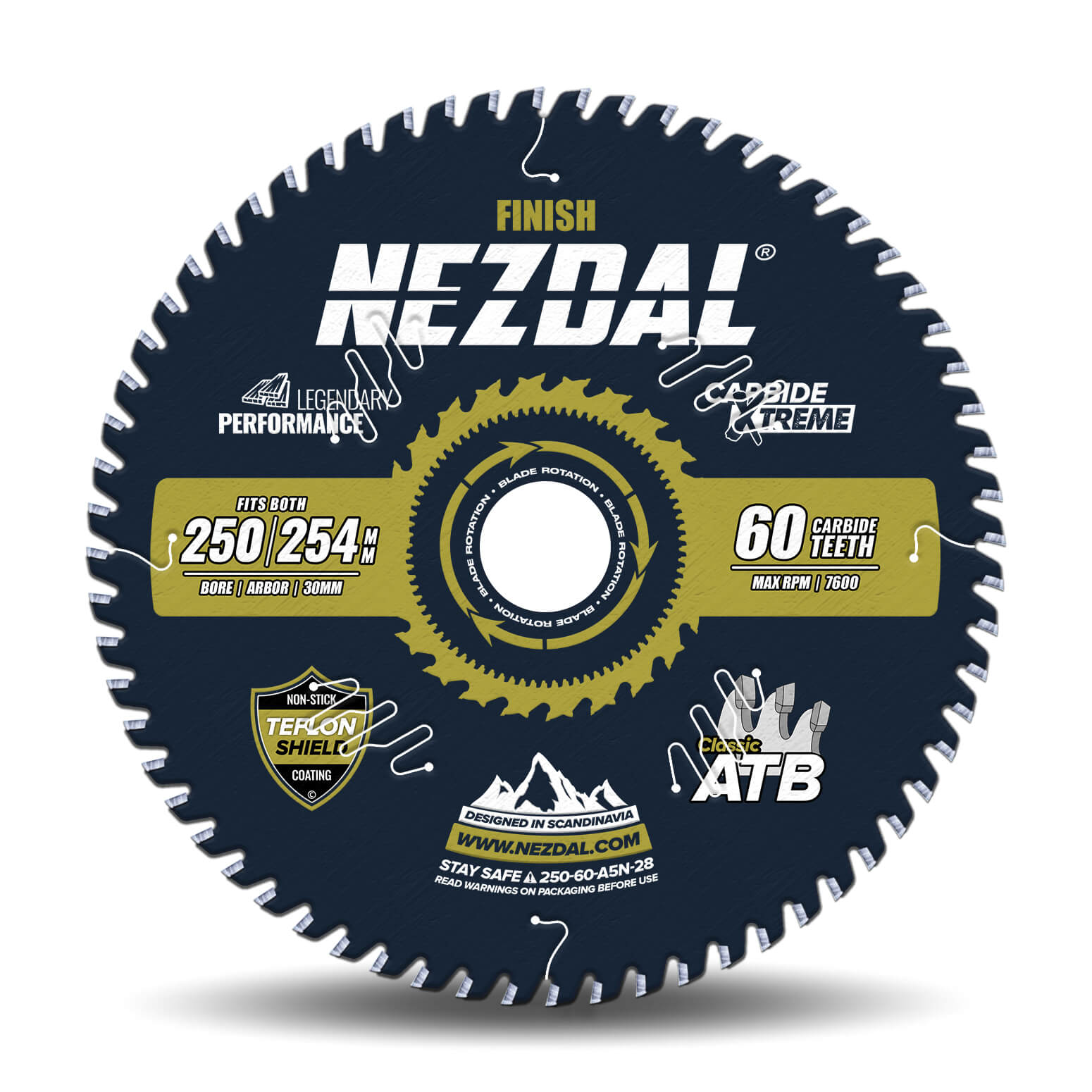 250/254mm | 60T | Fin snitkvalitet | Træ | Kap/geringssav