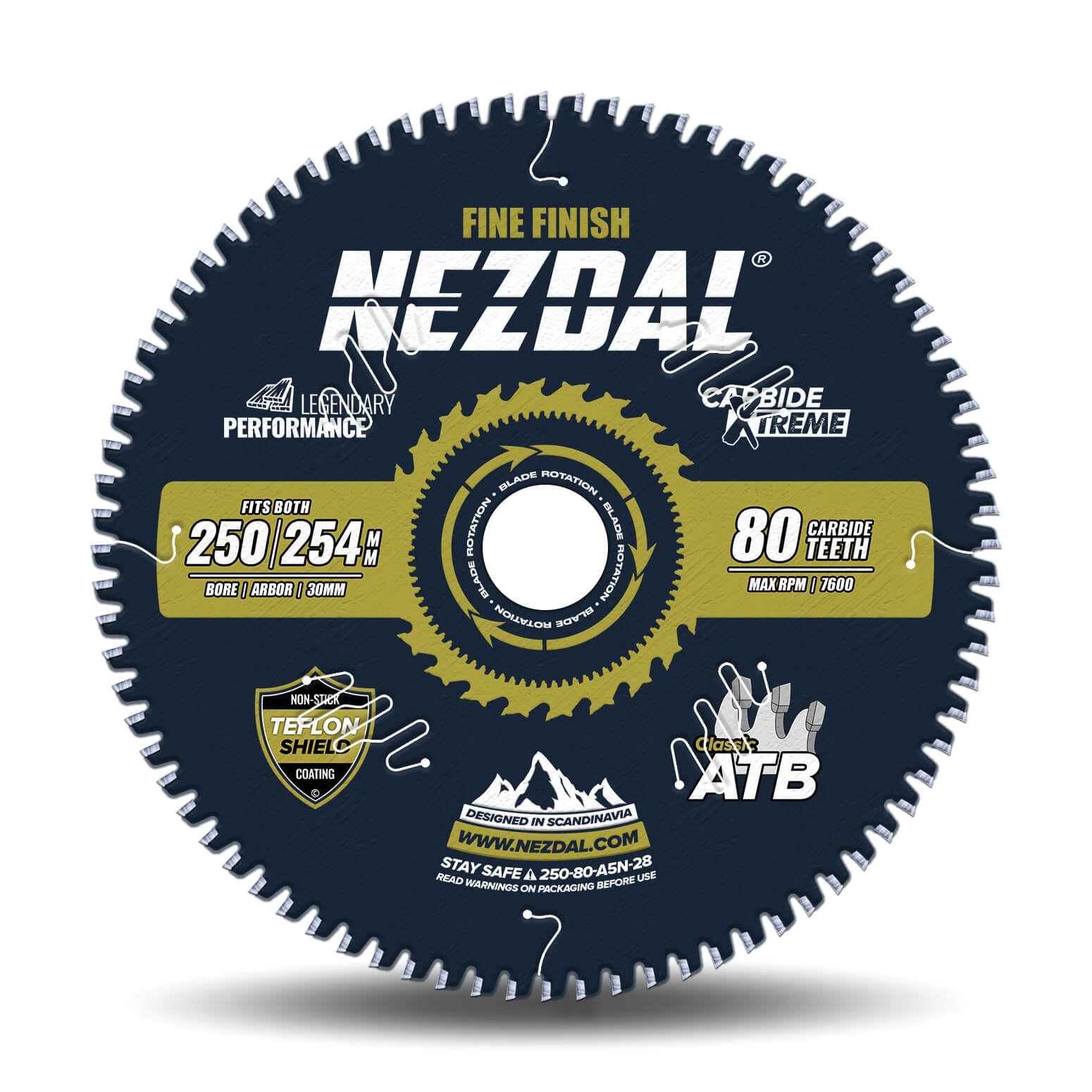 250/254mm | 80T | Superfin snitkvalitet | Træ | Kap/geringssav