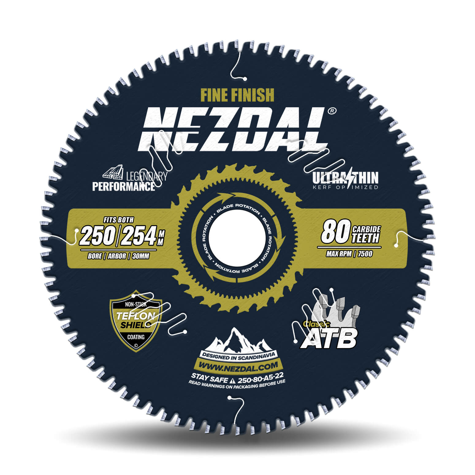 250/254mm | 80T | Superfin snitkvalitet | Træ | Ultratynd snitbredde | Ideel til batteridrevne save