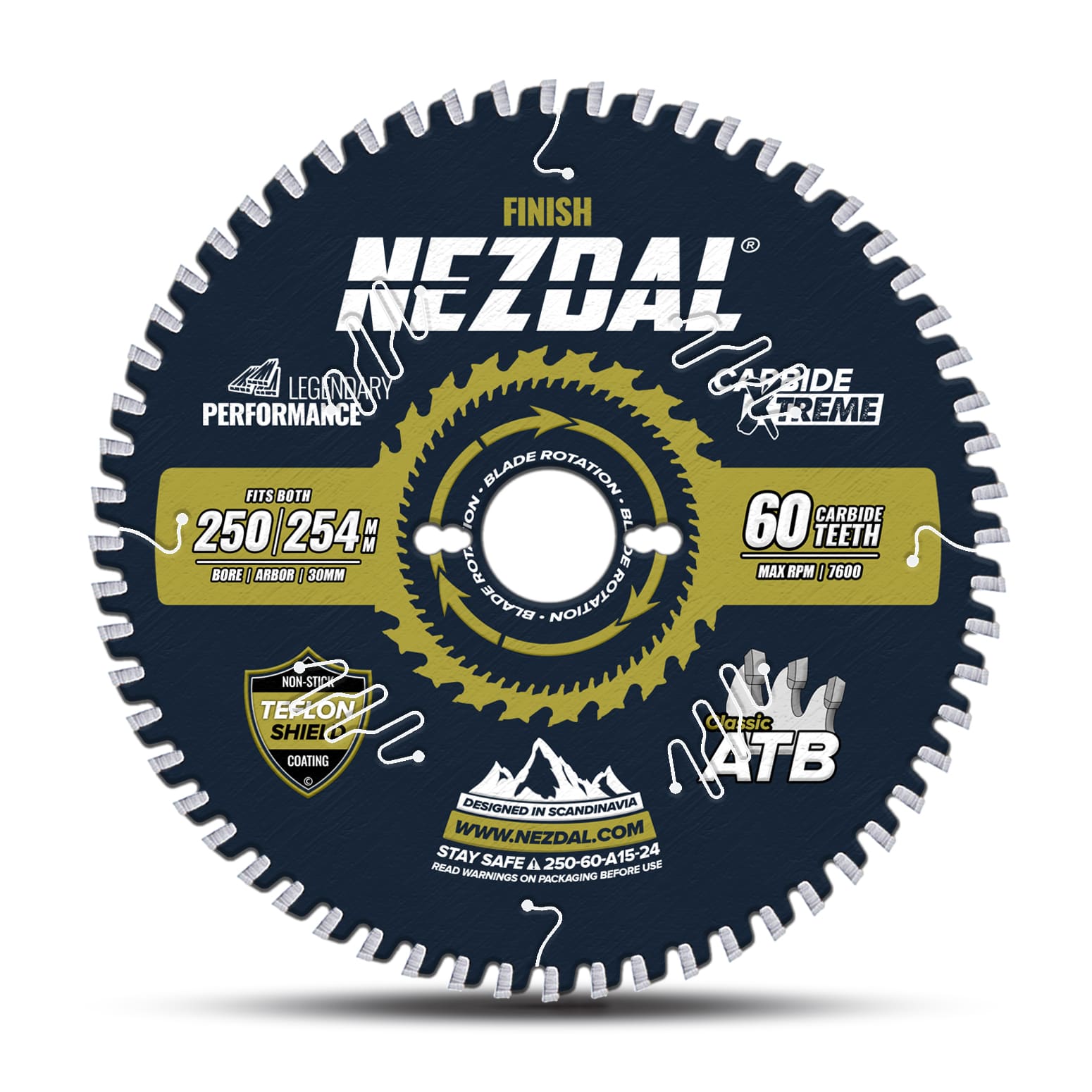 250/254mm | 60T | Fin snitkvalitet | Træ | 2,4mm snitbredde | Bordsav