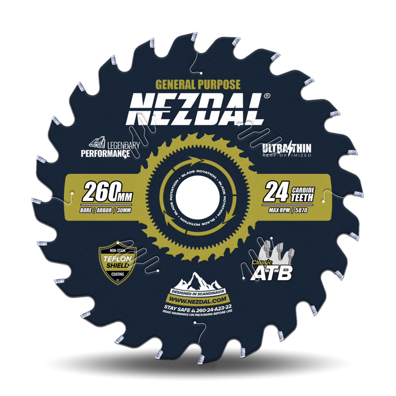 260mm | 24T | Kløvning | Træ | Ultratynd snitbredde | Ideel til batterisave