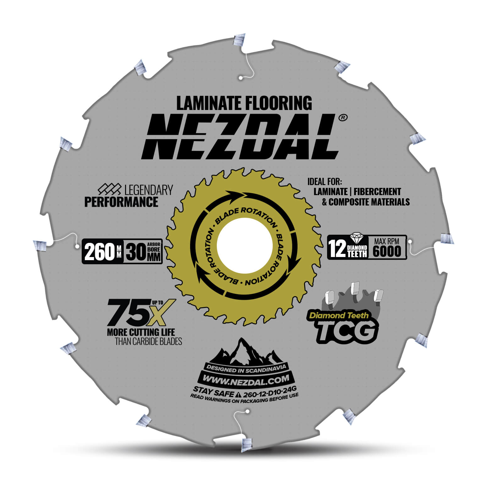 260mm | Laminatgulv, Fibercement | Diamanttænder | 75X længere levetid