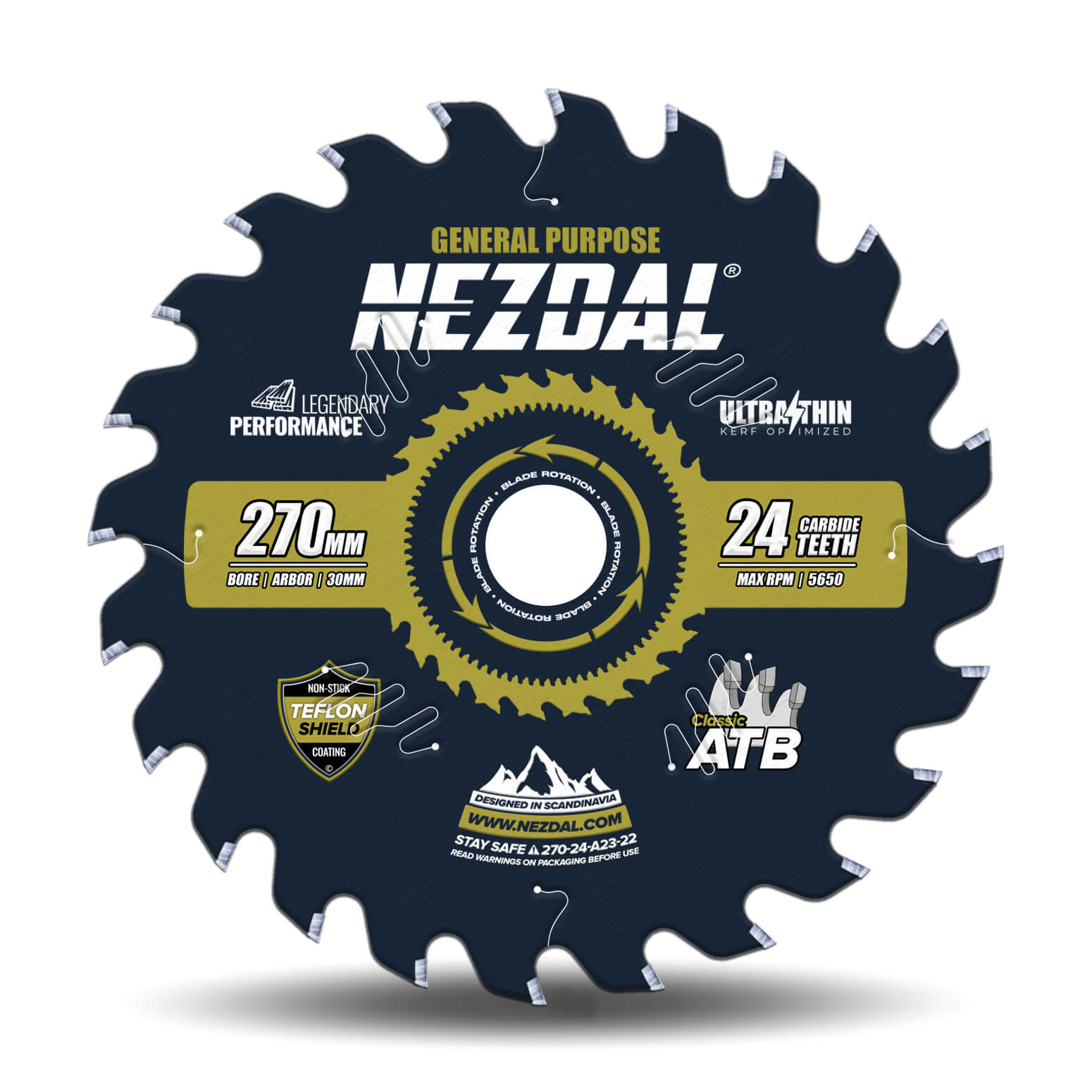 270mm | 24T | Generel brug | Træ | Ultratynd snitbredde | Ideel til batteridrevne save