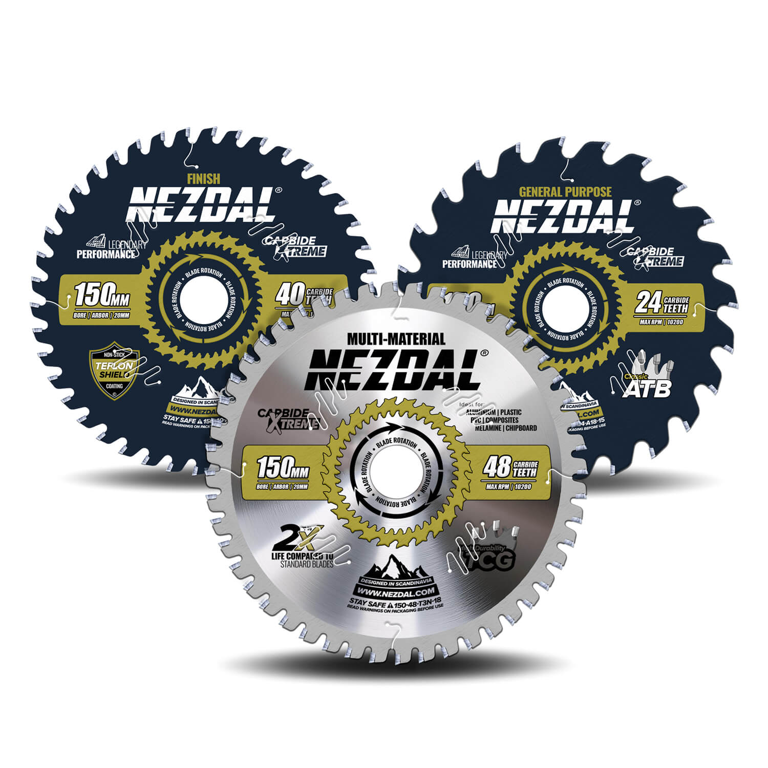 150mm Trio | 24, 40, 48T | General Purpose, Finish, Multi-Material