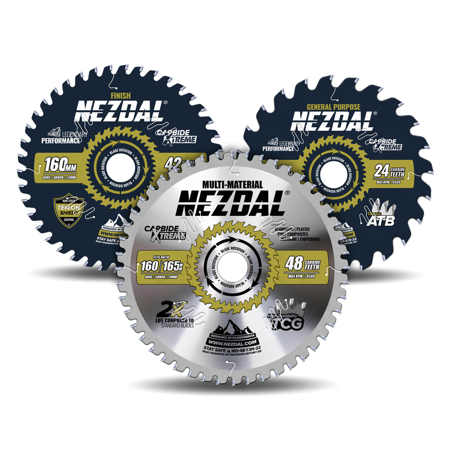 160mm Trio | 24, 42, 48T | Generel brug, Fin snitkvalitet, Multi-Material | 2,2mm snitbredde