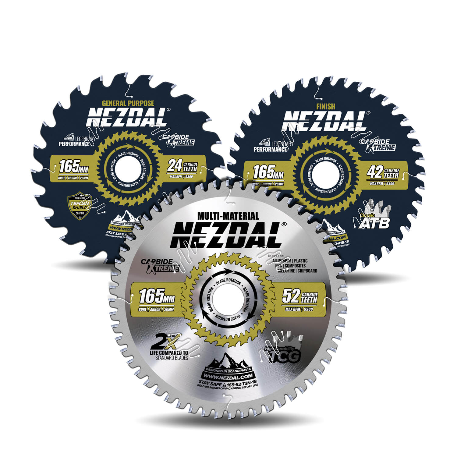 165mm Trio | 24, 42, 56T | Generel brug, Fin snitkvalitet, Multi-Material | 1,8mm snitbredde | Bestseller
