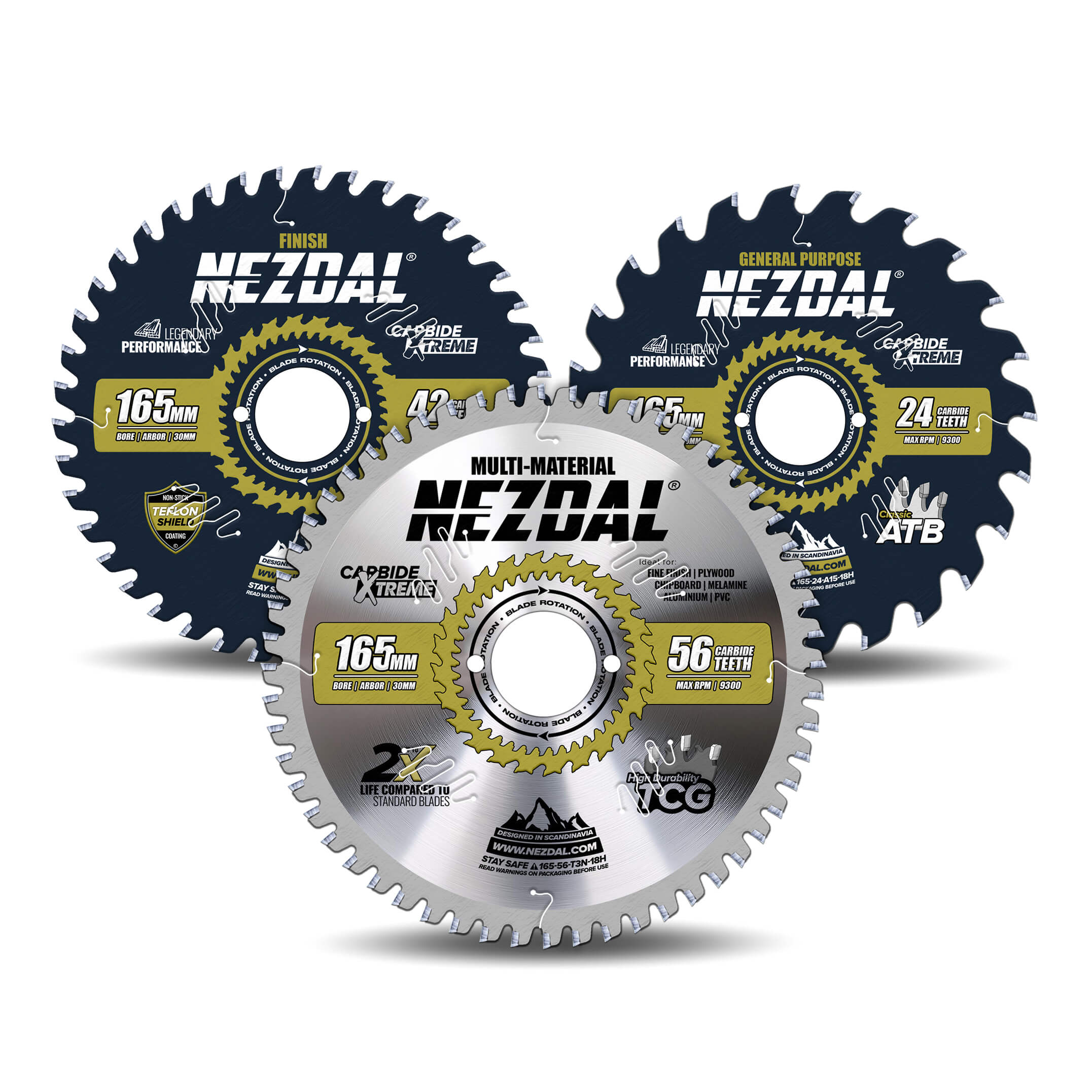 165mm Trio | 24, 42, 56T | Generel brug, Fin snitkvalitet, Multi-Material | 30mm centerhul