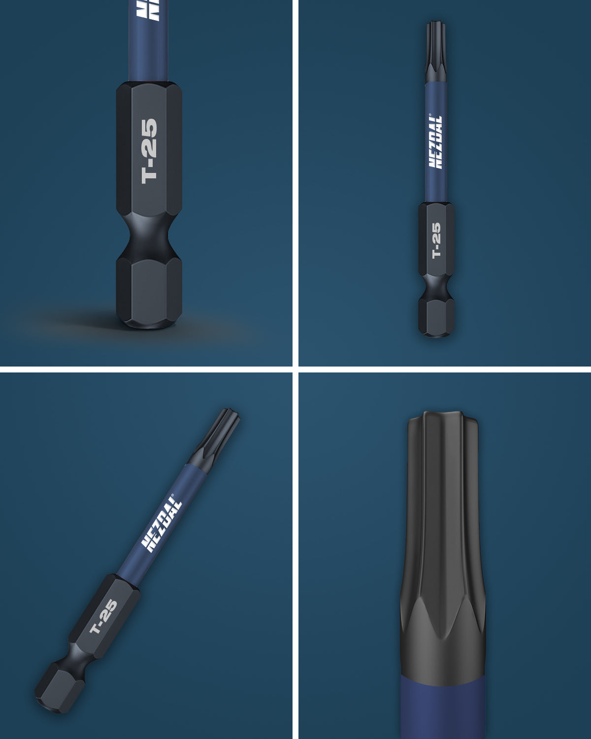 T25 | Bits | 60mm længde | Farvekodet | Perfekt pasform | Slagskruemaskine, Skruemaskine | 5 stk