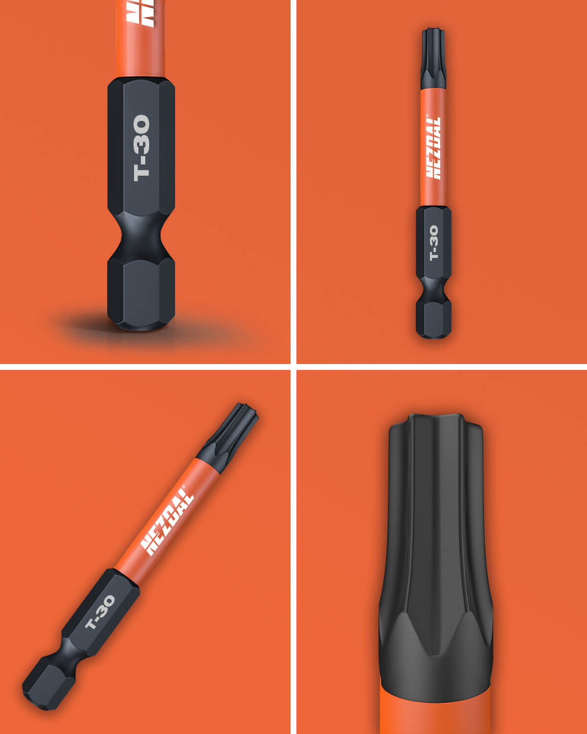 T30 | Bits | 60mm længde | Farvekodet | Perfekt pasform | Slagskruemaskine, Skruemaskine | 2 stk