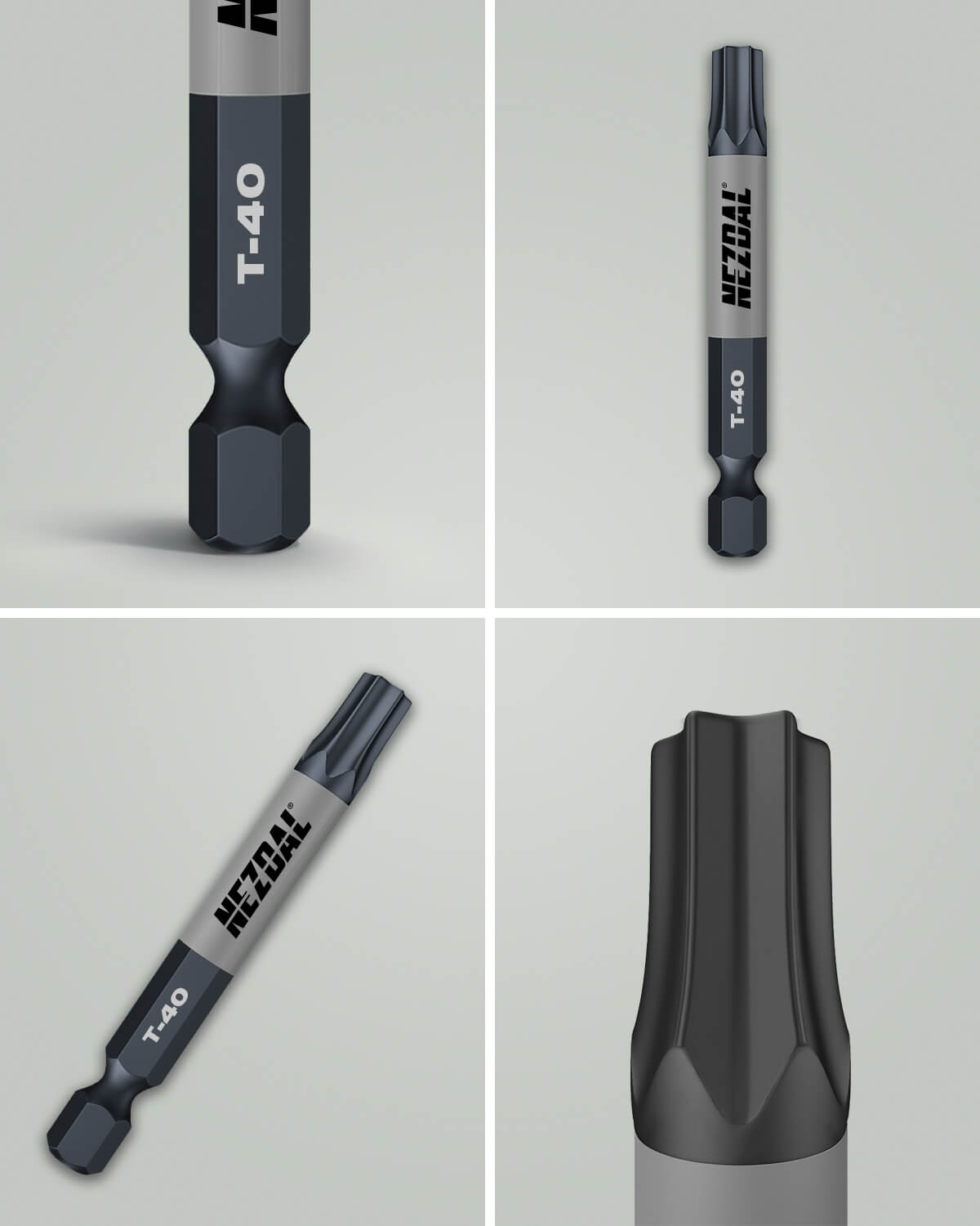 T40 | Bits | 60mm længde | Farvekodet | Perfekt pasform | Slagskruemaskine, Skruemaskine | 2 stk