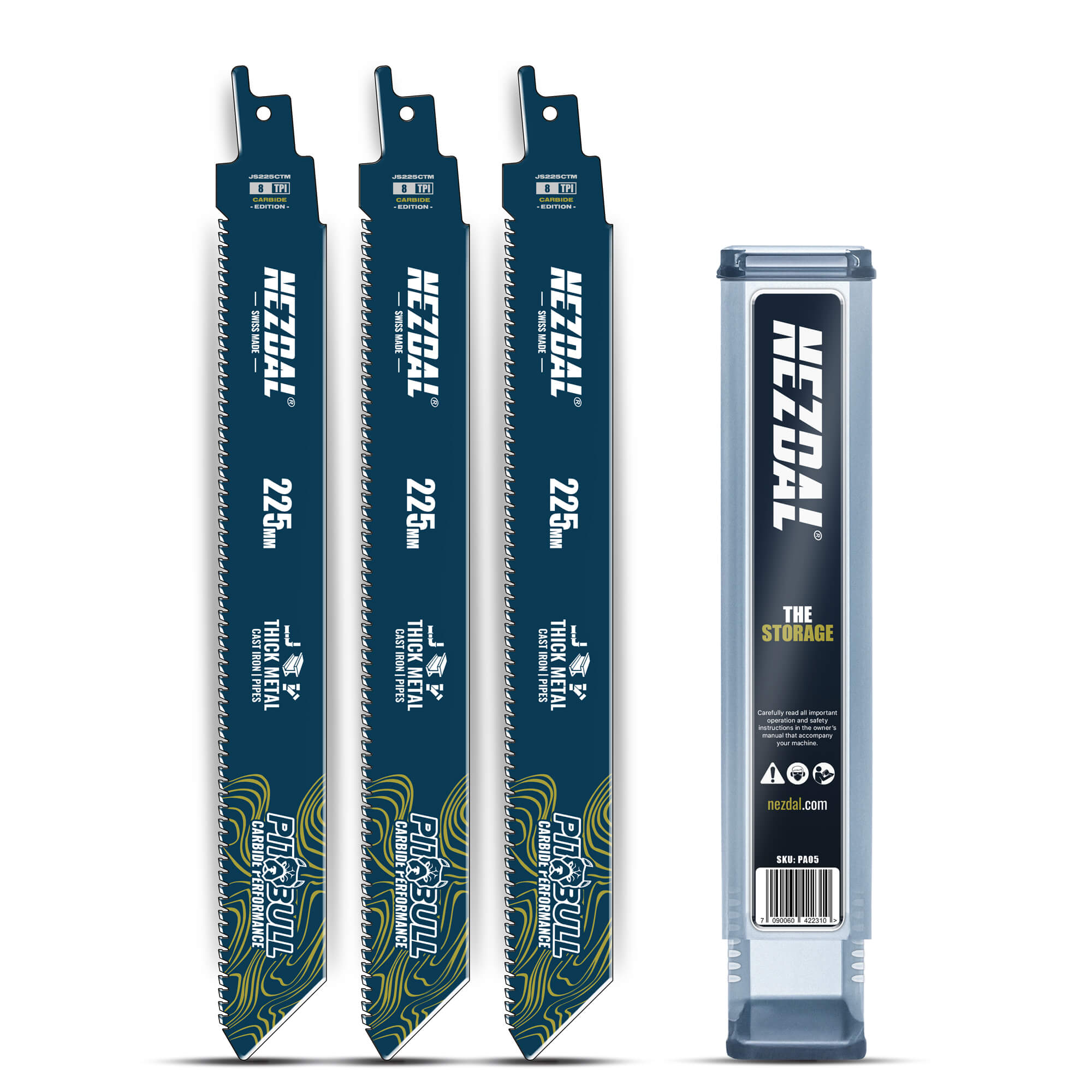 Tykt Metal | 225mm | 50X levetid | Carbide Performance | 3 stk | Inkl. opbevaringsboks