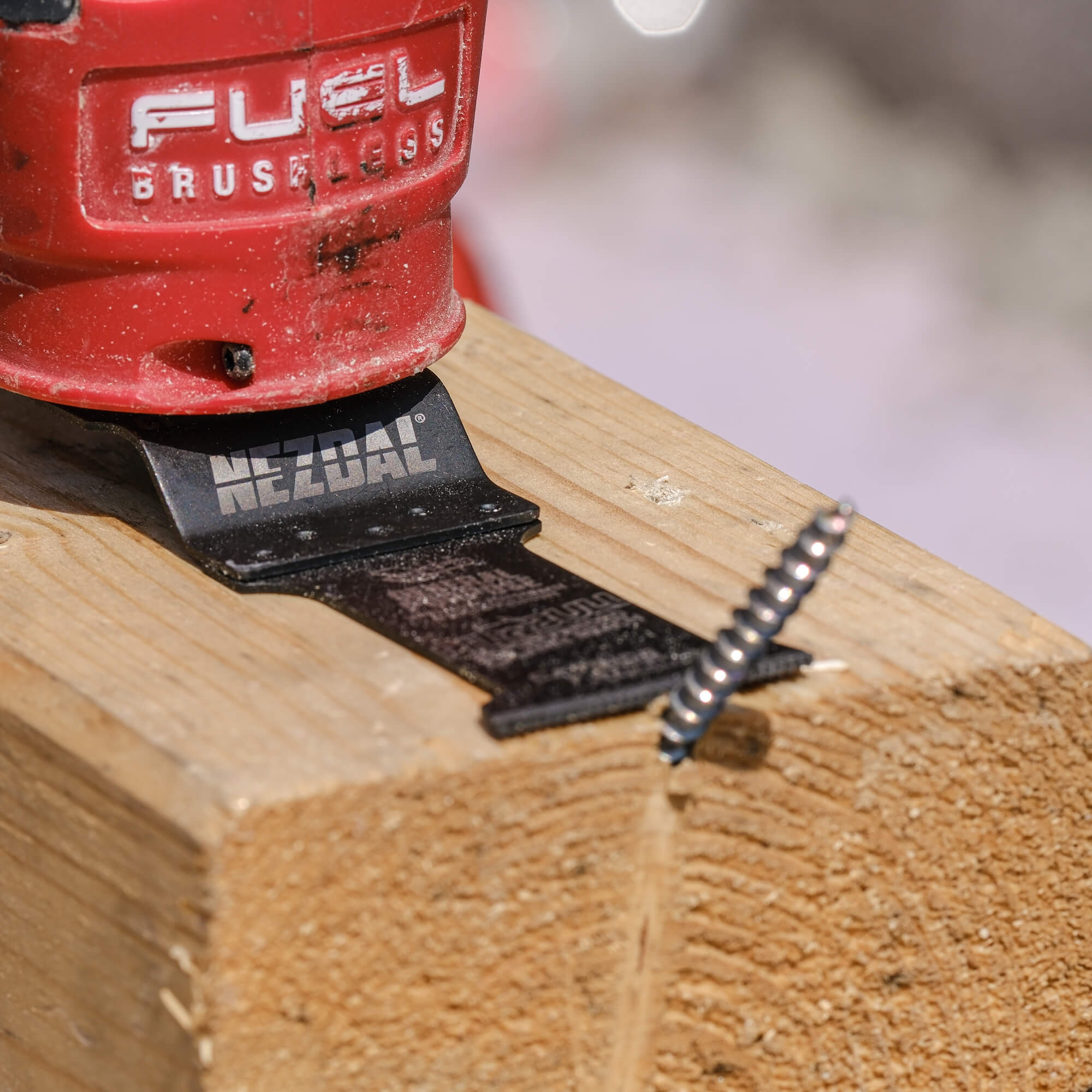 carbide multi-tool blade from nezdal cutting a hardened screw